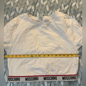 Moschino White Logo Trim Cropped Top